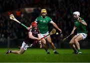 12 February 2022; Padraic Mannion of Galway in action against Tom Morrissey of Limerick during the Allianz Hurling League Division 1 Group A match between Limerick and Galway at TUS Gaelic Grounds in Limerick. Photo by Eóin Noonan/Sportsfile