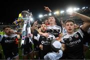 12 February 2022; Conor Laverty of Kilcoo and team-mates celebrate with the Andy Merrigan cup after the AIB GAA Football All-Ireland Senior Club Championship Final match between Kilcoo, Down, and Kilmacud Crokes, Dublin, at Croke Park in Dublin. Photo by Stephen McCarthy/Sportsfile