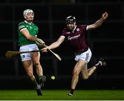 12 February 2022; Kyle Hayes of Limerick in action against Joseph Cooney of Galway during the Allianz Hurling League Division 1 Group A match between Limerick and Galway at TUS Gaelic Grounds in Limerick. Photo by Eóin Noonan/Sportsfile