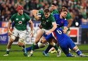 12 February 2022; Garry Ringrose of Ireland is tackled by Francois Cros and Paul Willemse of France during the Guinness Six Nations Rugby Championship match between France and Ireland at Stade de France in Paris, France. Photo by Brendan Moran/Sportsfile