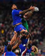 12 February 2022; Romain Taofifenua of France and James Ryan of Ireland contest a lineout during the Guinness Six Nations Rugby Championship match between France and Ireland at Stade de France in Paris, France. Photo by Brendan Moran/Sportsfile