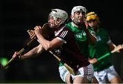 12 February 2022; Conor Boylan of Limerick in action against Eanna Burke of Galway during the Allianz Hurling League Division 1 Group A match between Limerick and Galway at TUS Gaelic Grounds in Limerick. Photo by Eóin Noonan/Sportsfile