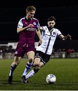 11 February 2022; Andrew Quinn of Drogheda United and Joe Adams of Dundalk during the Jim Malone Cup match between Dundalk and Drogheda United at Oriel Park in Dundalk, Louth. Photo by Ben McShane/Sportsfile