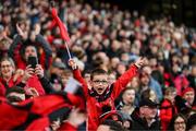 12 February 2022; Young Ballygunner supporter James O'Donnell on the shoulders of his father Niall celebrate after the AIB GAA Hurling All-Ireland Senior Club Championship Final match between Ballygunner, Waterford, and Shamrocks, Kilkenny, at Croke Park in Dublin. Photo by Stephen McCarthy/Sportsfile