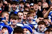 13 February 2022; Blackrock College supporters celebrate after their side's victory in the Bank of Ireland Leinster Rugby Schools Senior Cup 1st Round match between Blackrock College, Dublin, and St Michael’s College, Dublin, at Energia Park in Dublin. Photo by Ben McShane/Sportsfile