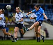 13 February 2022; Hannah Tyrrell of Dublin in action against Megan Dunord of Waterford during the LIDL Ladies National Football League Division 1B Round 1 match between Waterford and Dublin at Fraher Field in Dungarvan, Waterford. Photo by Ray McManus/Sportsfile