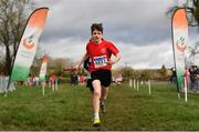13 February 2022; Oran Dignan of St Cronan AC, Clare, on his way to winning the under 12 boy's relay at The Irish Life Health National Intermediate, Master, Juvenile B & Relays Cross Country Championships in Castlelyons, Cork. Photo by Sam Barnes/Sportsfile