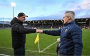 13 February 2022; Kilkenny manager Brian Cody, left, fist bumps Tipperary Colm Bonnar after the Allianz Hurling League Division 1 Group B match between Tipperary and Kilkenny at FBD Semple Stadium in Thurles, Tipperary. Photo by Brendan Moran/Sportsfile