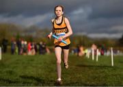13 February 2022; Kate O'Donovan of Leevale AC, Cork, on her way to finishing second in the under 14 girls relay at The Irish Life Health National Intermediate, Master, Juvenile B & Relays Cross Country Championships in Castlelyons, Cork. Photo by Sam Barnes/Sportsfile