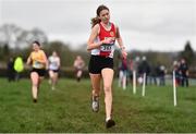 13 February 2022; Grace Rynne of Ennis Track AC, Clare, competing in the under 17 girl's event at The Irish Life Health National Intermediate, Master, Juvenile B & Relays Cross Country Championships in Castlelyons, Cork. Photo by Sam Barnes/Sportsfile