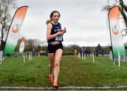 13 February 2022; Caoimhe Phelan of St Senans AC, Kilkenny, crosses the line to win the under 17 girl's event at The Irish Life Health National Intermediate, Master, Juvenile B & Relays Cross Country Championships in Castlelyons, Cork. Photo by Sam Barnes/Sportsfile