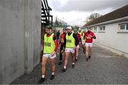 13 February 2022; Cork players make their way out of the dressing room before the Allianz Hurling League Division 1 Group A match between Offaly and Cork at St. Brendan's Park in Birr, Offaly. Photo by Michael P Ryan/Sportsfile