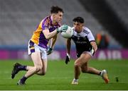12 February 2022; Dara Mullen of Kilmacud Crokes in action against Dylan Ward of Kilcoo during the AIB GAA Football All-Ireland Senior Club Championship Final match between Kilcoo, Down, and Kilmacud Crokes, Dublin, at Croke Park in Dublin. Photo by Stephen McCarthy/Sportsfile