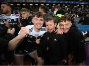 12 February 2022; Kilcoo's Ryan McEvoy celebrates after the AIB GAA Football All-Ireland Senior Club Championship Final match between Kilcoo, Down, and Kilmacud Crokes, Dublin, at Croke Park in Dublin. Photo by Stephen McCarthy/Sportsfile