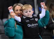 12 February 2022; Kilcoo supporter celebrate winning the AIB GAA Football All-Ireland Senior Club Championship Final match between Kilcoo, Down, and Kilmacud Crokes, Dublin, at Croke Park in Dublin. Photo by Stephen McCarthy/Sportsfile