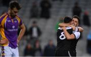 12 February 2022; Ryan Johnston, right, and Dylan Ward of Kilcoo celebrate winning the AIB GAA Football All-Ireland Senior Club Championship Final match between Kilcoo, Down, and Kilmacud Crokes, Dublin, at Croke Park in Dublin. Photo by Stephen McCarthy/Sportsfile