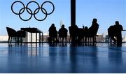 14 February 2022; Media and officials in the Main Media Centre on day 10 of the Beijing 2022 Winter Olympic Games in Beijing, China. Photo by Ramsey Cardy/Sportsfile