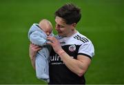 12 February 2022; Aaron Branagan of Kilcoo with his son Leo, age 6 weeks, after the AIB GAA Football All-Ireland Senior Club Championship Final match between Kilcoo, Down, and Kilmacud Crokes, Dublin, at Croke Park in Dublin. Photo by Piaras Ó Mídheach/Sportsfile