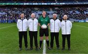 12 February 2022; Referee Seán Hurson with his umpires before the AIB GAA Football All-Ireland Senior Club Championship Final match between Kilcoo, Down, and Kilmacud Crokes, Dublin, at Croke Park in Dublin. Photo by Piaras Ó Mídheach/Sportsfile