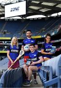 14 February 2022; An exciting new Irish protein cookies brand will hit shelves this month, endorsed by the GAA and GPA. East Coast Bakehouse have announced the launch of a new Irish Protein brand called In the Zone, created in partnership with the GAA and GPA as The Official Players Choice. The new range comprises of 4 tasty variants, two high protein low sugar cookies – Soft Bake Double Chocolate flavour and Soft Bake Cookies & Cream flavour, both with 20g of protein, as well as two high protein biscuits with 10g of protein – Crunchy Double Chocolate flavour and Crunchy Salted Caramel flavour. In attendance at the In the Zone – The Official Protein Cookies & Biscuits of the GAA & GPA Launch event at Croke Park in Dublin are, from left, Sarah Dervan of Galway, Padraig Hampsey of Tyrone, Tony Kelly of Clare and Erika O'Shea of Cork. Photo by Brendan Moran/Sportsfile