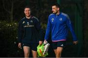 14 February 2022; Max Deegan, right, and Rory O'Loughlin during a Leinster Rugby squad training session at UCD in Dublin. Photo by Harry Murphy/Sportsfile
