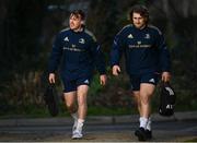 14 February 2022; David Hawkshaw, left, and John McKee during a Leinster Rugby squad training session at UCD in Dublin. Photo by Harry Murphy/Sportsfile