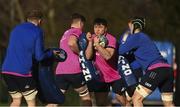 14 February 2022; Thomas Clarkson, second right, during a Leinster Rugby squad training session at UCD in Dublin. Photo by Harry Murphy/Sportsfile