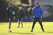 14 February 2022; Head coach Leo Cullen and Ross Byrne during a Leinster Rugby squad training session at UCD in Dublin. Photo by Harry Murphy/Sportsfile