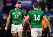 12 February 2022; Hugo Keenan, left, and Andrew Conway of Ireland after the Guinness Six Nations Rugby Championship match between France and Ireland at Stade de France in Paris, France. Photo by Brendan Moran/Sportsfile