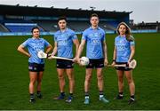 15 February 2022; Dublin players, from left, Ladies footballer Niamh Collins, hurler Eoghan O'Donnell, footballer Dean Rock and Camogie player Aisling Maher in attendance as Dublin GAA and AIG Insurance were in Parnell park to hold the official 2022 season launch and the rollout of the 2022 AIG #EffortisEqual campaign. Visit www.aig.ie/dublingaa for more information. Photo by David Fitzgerald/Sportsfile