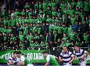 15 February 2022; Gonzaga supporters look on during the Bank of Ireland Leinster Rugby Schools Senior Cup 1st Round match between Clongowes Wood College, Kildare and Gonzaga College, Dublin at Energia Park in Dublin. Photo by David Fitzgerald/Sportsfile