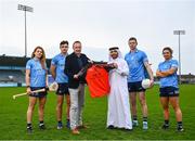 15 February 2022; John Gillick, Head of Consumer Marketing and Sponsorship at AIG, centre, alongside Ballinteer hurler Abood Al Jumali and Dublin players, from left, Aisling Maher, Eoghan O'Donnell, Dean Rock and Niamh Collins. Dublin GAA and AIG Insurance were in Parnell park to hold the official 2022 season launch and the rollout of the 2022 Equal campaign. Visit www.aig.ie/dublingaa for more information. Photo by David Fitzgerald/Sportsfile