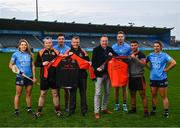 15 February 2022; John Gillick, Head of Consumer Marketing and Sponsorship at AIG, centre, alongside, from left, Ballinteer goalkeeper Shane Corly, Club Chairman Darren Chambers, hurler Abood Al Jumali and Dublin players, from left, Aisling Maher, Eoghan O'Donnell, Dean Rock and Niamh Collins. Dublin GAA and AIG Insurance were in Parnell park to hold the official 2022 season launch and the rollout of the 2022 Equal campaign. Visit www.aig.ie/dublingaa for more information. Photo by David Fitzgerald/Sportsfile