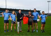 15 February 2022; John Gillick, Head of Consumer Marketing and Sponsorship at AIG, centre, alongside Ballinteer hurler Abood Al Jumali and Dublin players, from left, Eoghan O'Donnell, Aisling Maher, Dean Rock and Niamh Collins. Dublin GAA and AIG Insurance were in Parnell park to hold the official 2022 season launch and the rollout of the 2022 Equal campaign. Visit www.aig.ie/dublingaa for more information. Photo by David Fitzgerald/Sportsfile