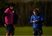 14 February 2022; Physiotherapy intern Molly Boyne and Michael Ala'alatoa during a Leinster Rugby squad training session at UCD in Dublin. Photo by Harry Murphy/Sportsfile