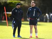 14 February 2022; Senior kitman Jim Bastick and Peter Dooley during a Leinster Rugby squad training session at UCD in Dublin. Photo by Harry Murphy/Sportsfile