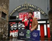16 February 2022; Jimmy Dignan and daughter Madeleine, age 6 months, in attendance for the Bank of Ireland Healthy Football League launch at Dalymount Park in Dublin. Photo by David Fitzgerald/Sportsfile