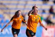 16 February 2022; Lucy Quinn of Republic of Ireland celebrates after scoring her side's first goal during the Pinatar Cup match between Republic of Ireland and Poland at La Manga in Murcia, Spain. Photo by Silvestre Szpylma/Sportsfile