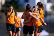 16 February 2022; Lucy Quinn of Republic of Ireland, 15, celebrates with teammates after scoring her side's first goal during the Pinatar Cup match between Republic of Ireland and Poland at La Manga in Murcia, Spain. Photo by Silvestre Szpylma/Sportsfile