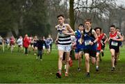 16 February 2022; Dan Carroll of St Kieran's Kilkenny leads the field whilst competing in the minor boys' 2000m  during the Irish Life Health Leinster Schools Cross Country Championships at Santry Demesne in Dublin. Photo by Sam Barnes/Sportsfile