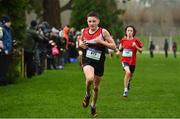 16 February 2022; Daniel Downey of St Mary's CBS Portlaoise on his way to finishing third in the minor boys' 2000m during the Irish Life Health Leinster Schools Cross Country Championships at Santry Demesne in Dublin. Photo by Sam Barnes/Sportsfile