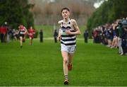 16 February 2022; Dan Carroll of St Kieran's Kilkenny on his way to finishing second in the minor boys' 2000m during the Irish Life Health Leinster Schools Cross Country Championships at Santry Demesne in Dublin. Photo by Sam Barnes/Sportsfile