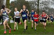 16 February 2022; George Sevastopulo of Mount Temple, centre, competing in the minor boys' 2000m during the Irish Life Health Leinster Schools Cross Country Championships at Santry Demesne in Dublin. Photo by Sam Barnes/Sportsfile
