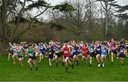 16 February 2022; A general view of the start of the minor boys' 2000m during the Irish Life Health Leinster Schools Cross Country Championships at Santry Demesne in Dublin. Photo by Sam Barnes/Sportsfile
