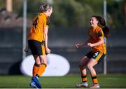16 February 2022; Louise Quinn of Republic of Ireland celebrates with teammate Jessica Ziu after scoring her side's second goal during the Pinatar Cup match between Republic of Ireland and Poland at La Manga in Murcia, Spain. Photo by Silvestre Szpylma/Sportsfile