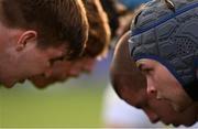 16 February 2022; Ryan Healy of Newbridge College, right, prepares to scrum during the Bank of Ireland Leinster Rugby Schools Senior Cup 1st Round match between St Gerard's School, Dublin and Newbridge College, Kildare at Energia Park in Dublin. Photo by Harry Murphy/Sportsfile