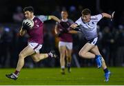 16 February 2022; Nathan Mullen of NUI Galway in action against Connell Dempsey of UL during the Electric Ireland HE GAA Sigerson Cup Final match between NUI Galway and University of Limerick at IT Carlow in Carlow. Photo by Piaras Ó Mídheach/Sportsfile