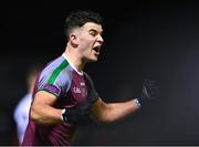 16 February 2022; Tomo Culhane of NUI Galway celebrates after his side's victory in the Electric Ireland HE GAA Sigerson Cup Final match between NUI Galway and University of Limerick at IT Carlow in Carlow. Photo by Piaras Ó Mídheach/Sportsfile