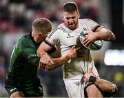 4 February 2022; Stuart McCloskey of Ulster is tackled by Conor Fitzgerald of Connacht during the United Rugby Championship match between Ulster and Connacht at Kingspan Stadium in Belfast. Photo by Brendan Moran/Sportsfile