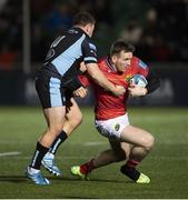 11 February 2022; Chris Farrell of Munster in action during the United Rugby Championship match between Glasgow Warriors and Munster at Scotstoun Stadium in Glasgow, Scotland. Photo by Paul Devlin/Sportsfile